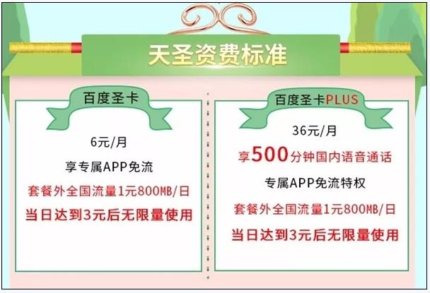 百度天圣卡套餐升级:可添加5个亲情号