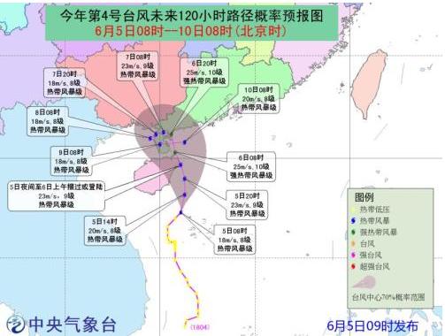 2018年第4号台风登陆或于6日登陆海南岛